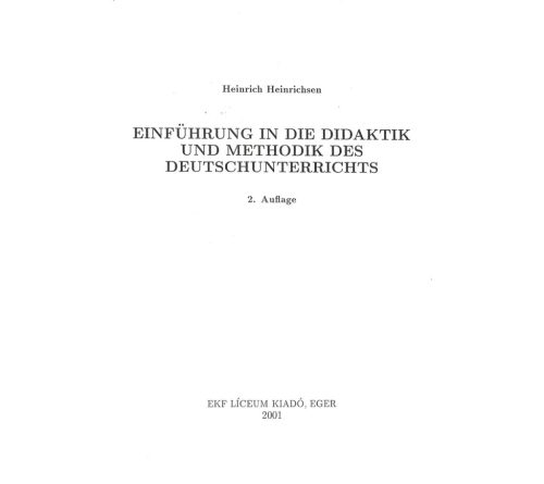 Einführung in die didaktik und methodik des deutschunterrichts 2. Auflage